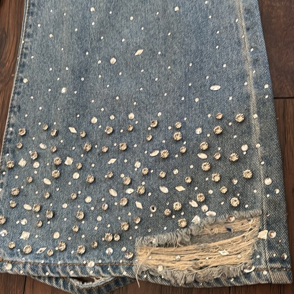Forever 21 Blue Flare Jeans with Rhinestone Embellishments - Picture 4 of 5